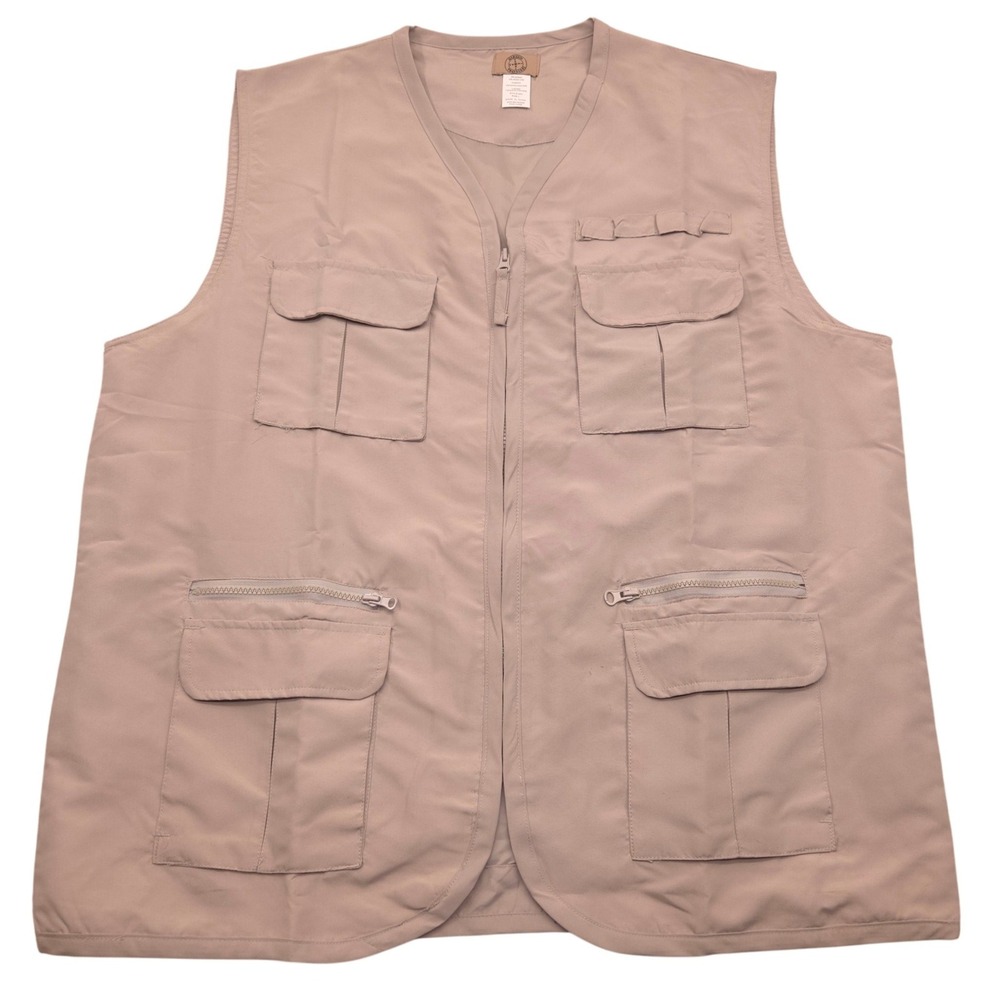 Haband Travelers Hunting Fishing Utility Vest Safari Pockets Beige Mens‎ Large